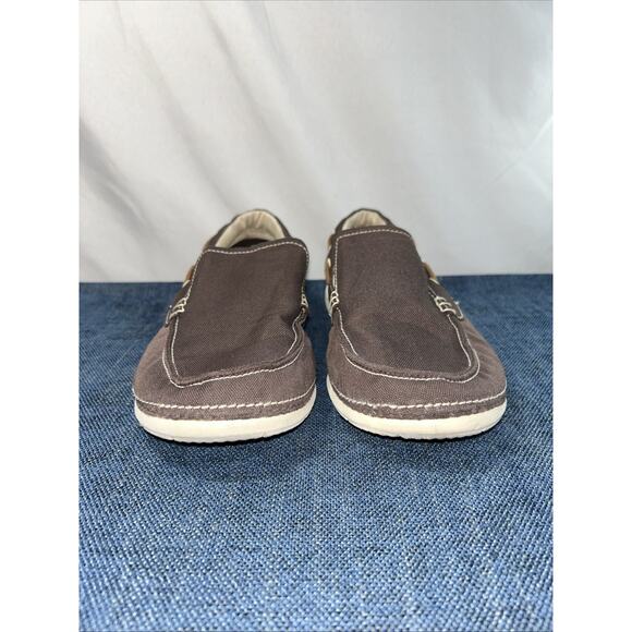 Crocs Shoes Mens Size 9 Brown Beach Line Canvas Slip Ons - Picture 2 of 12